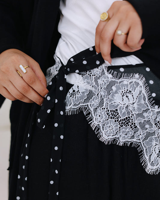 Polka Dots Lace Scarf Black
