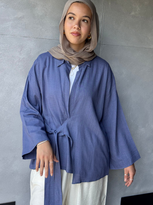 Linen Blouse Side Belt