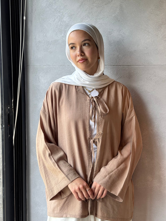 Ribbon Cardigan Beige