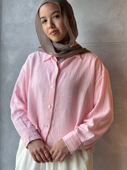 Stripped Cropped Pink shirt