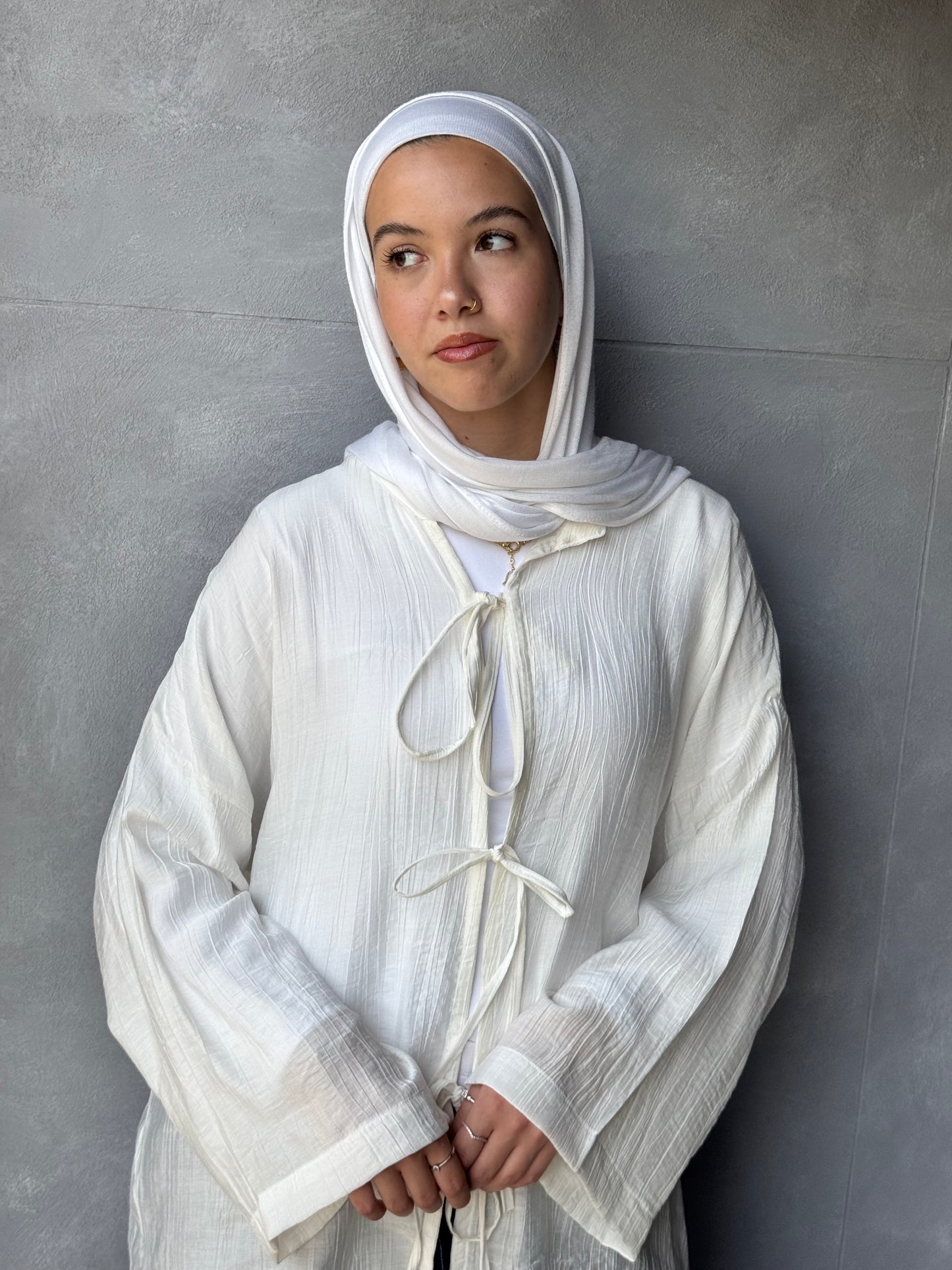 Ribbon Cardigan White