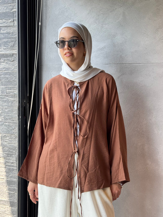 Ribbon Cardigan Brown
