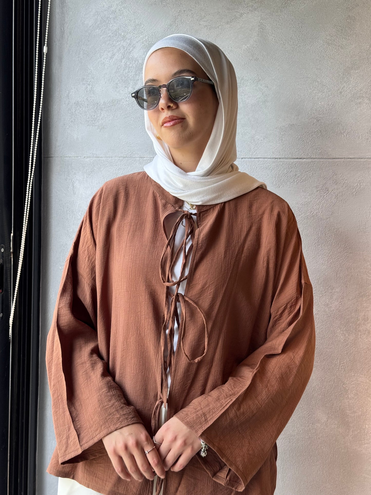 Ribbon Cardigan Brown