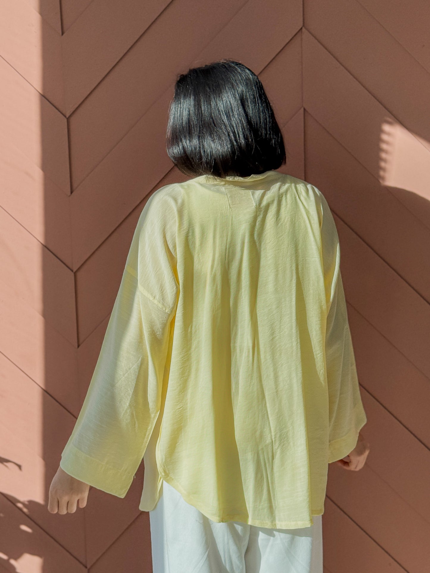 Flowing Open Cardigan In Yellow