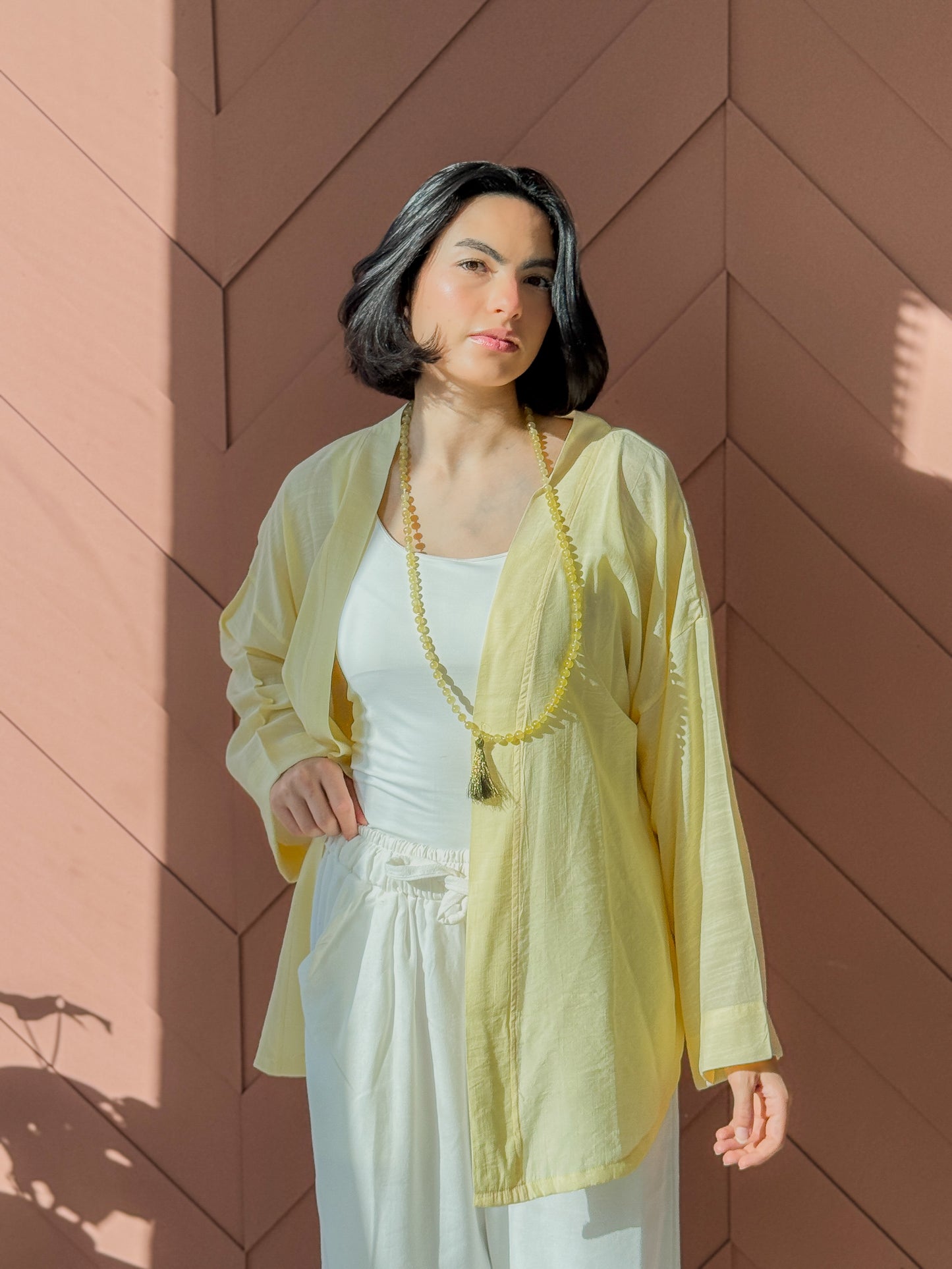 Flowing Open Cardigan In Yellow