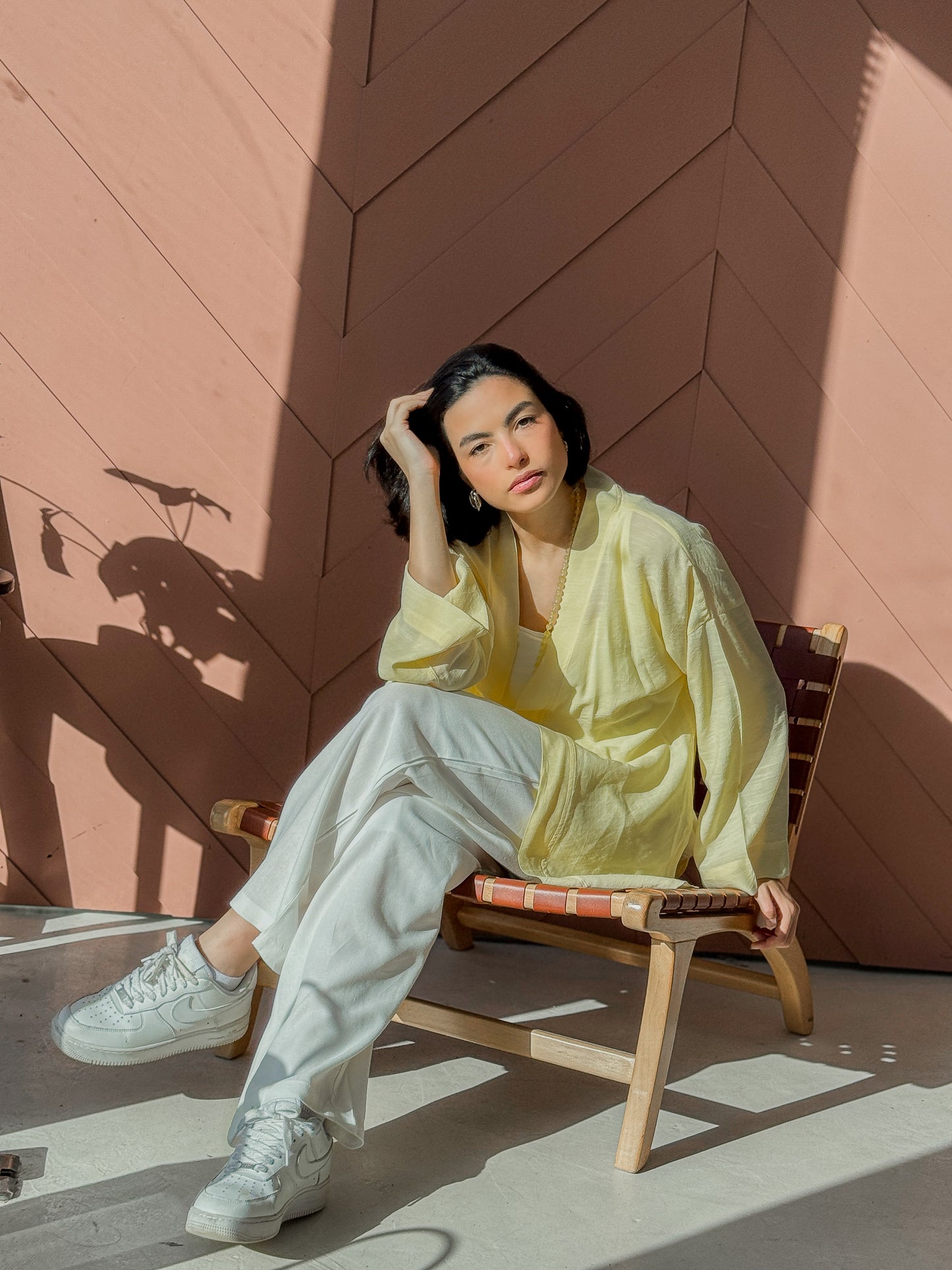 Flowing Open Cardigan In Yellow