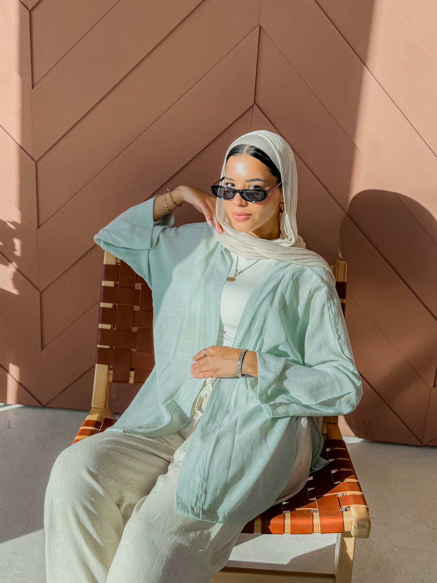 Flowing Open Cardigan In Mint