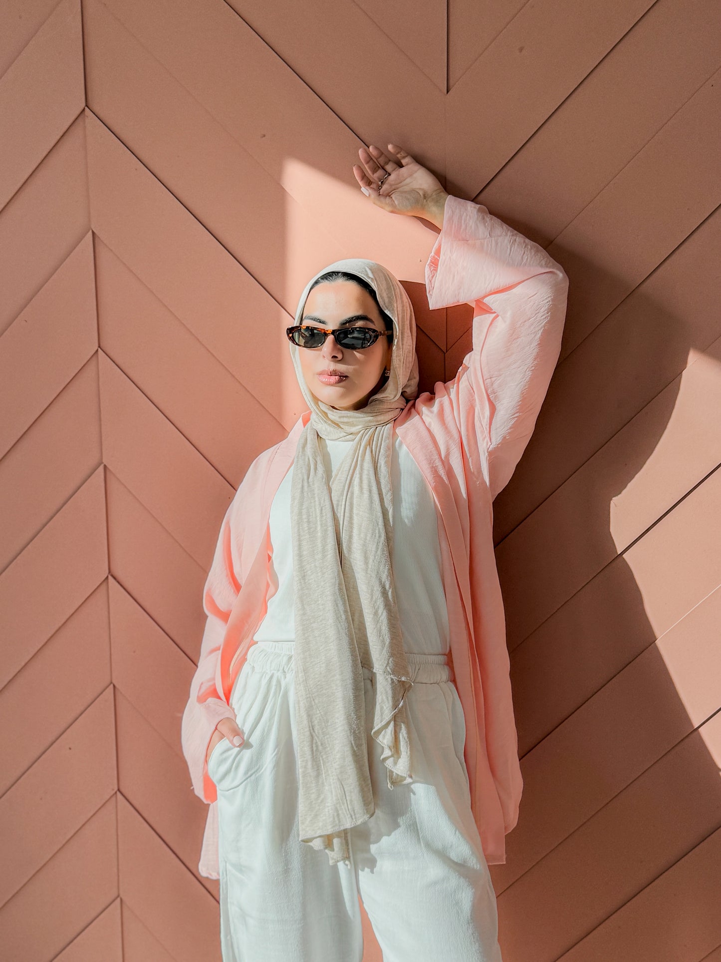 Flowing Open Cardigan In Salmon