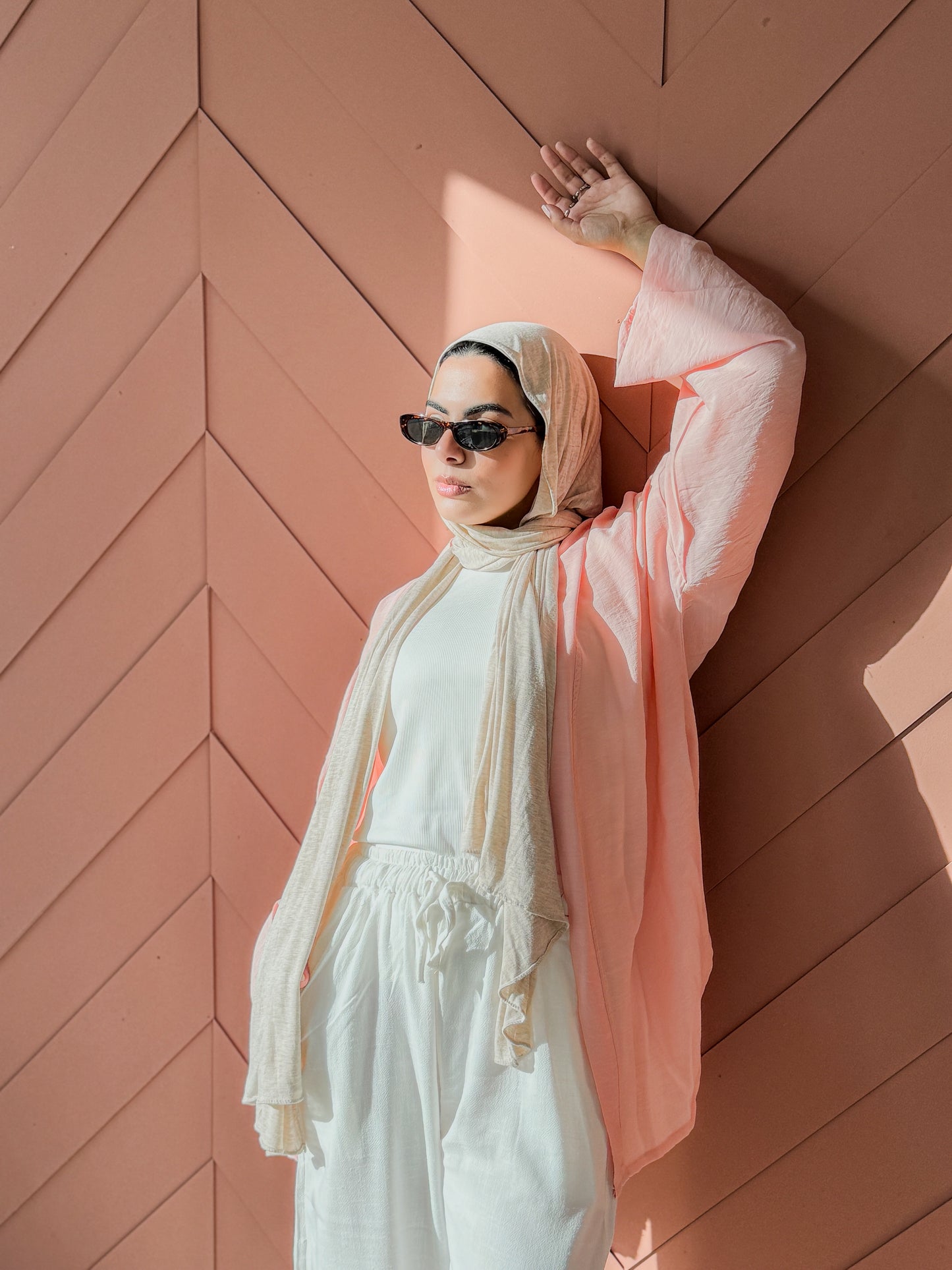 Flowing Open Cardigan In Salmon