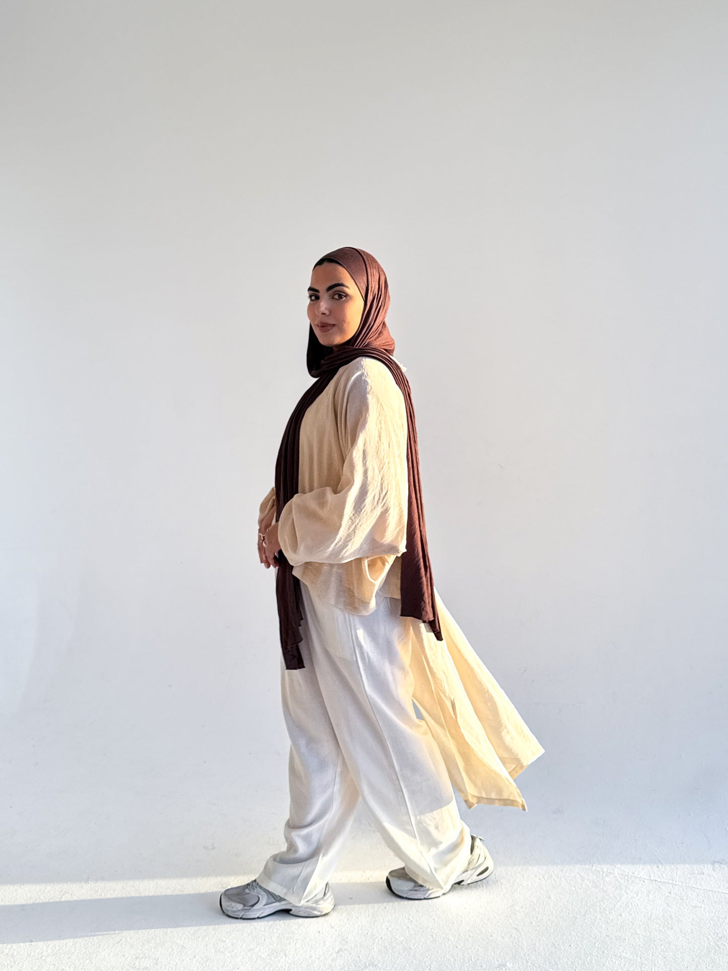 Long Back Blouse  In Beige