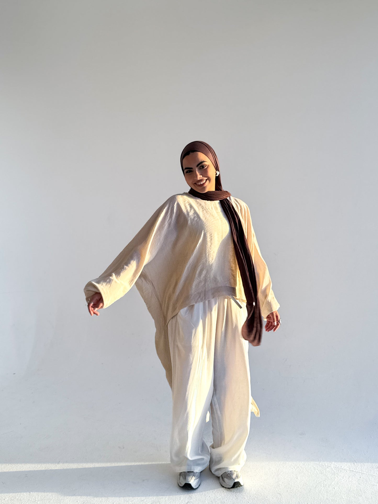 Long Back Blouse  In Beige