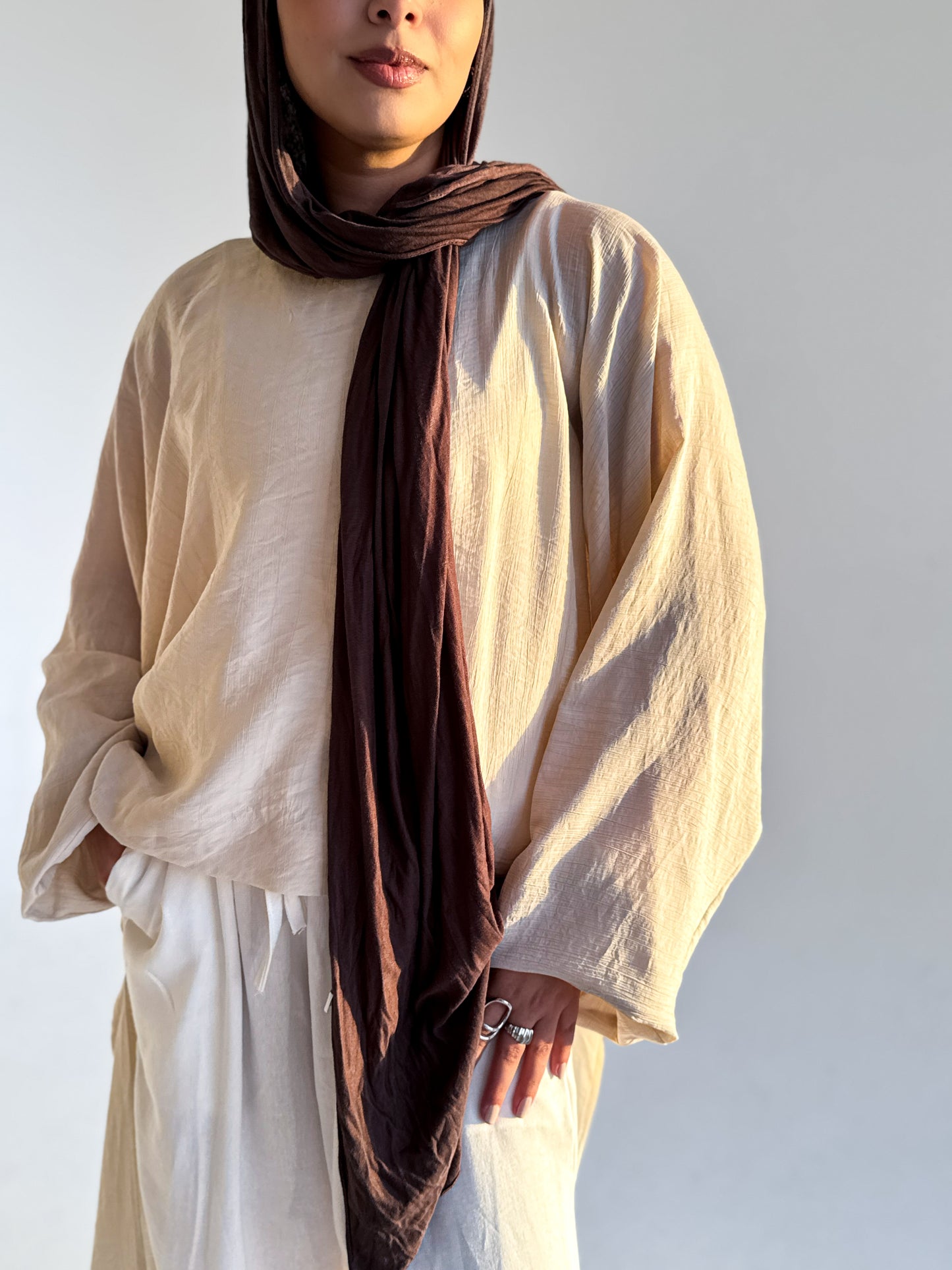 Long Back Blouse  In Beige