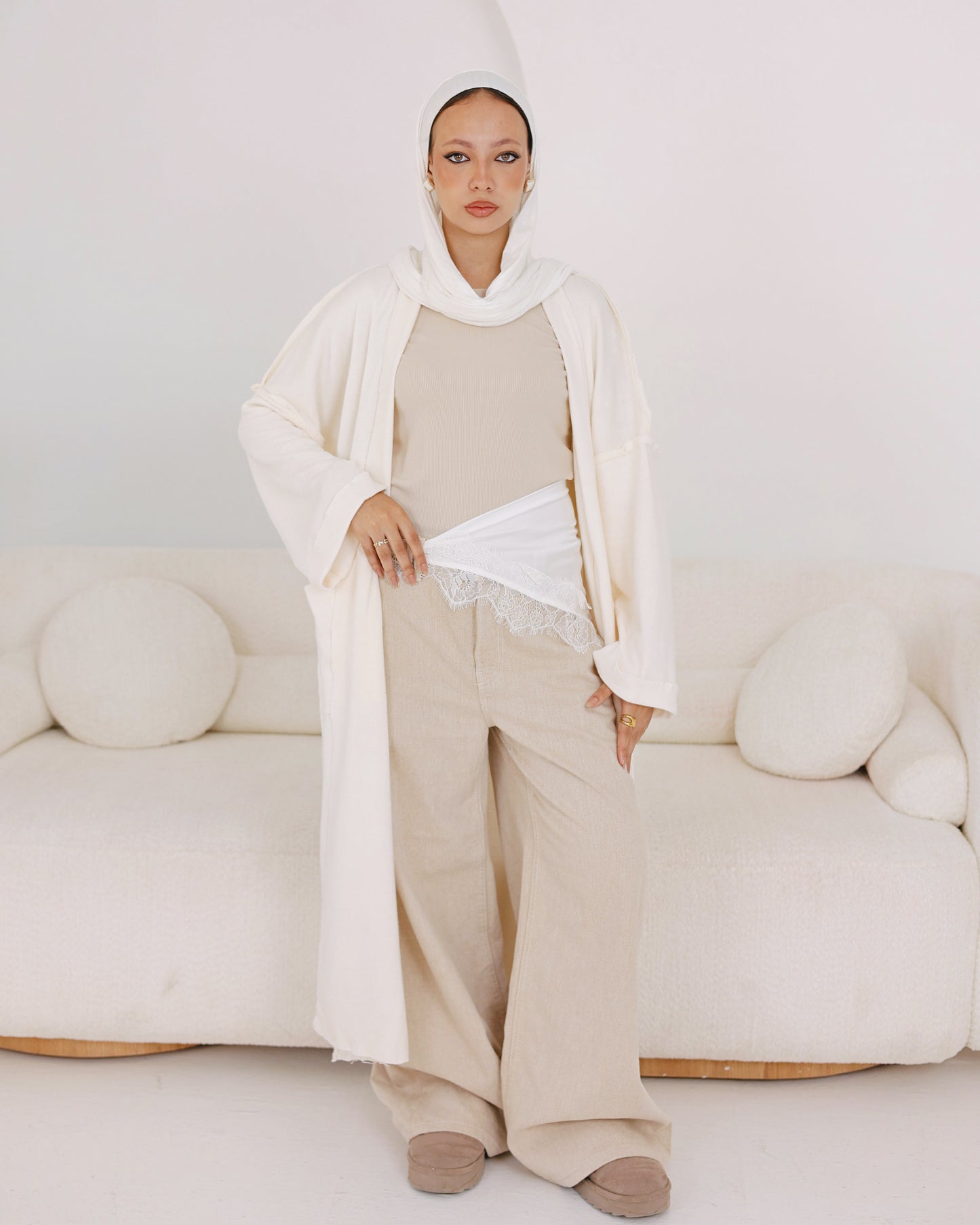 The Comfort long Knit cardigan White