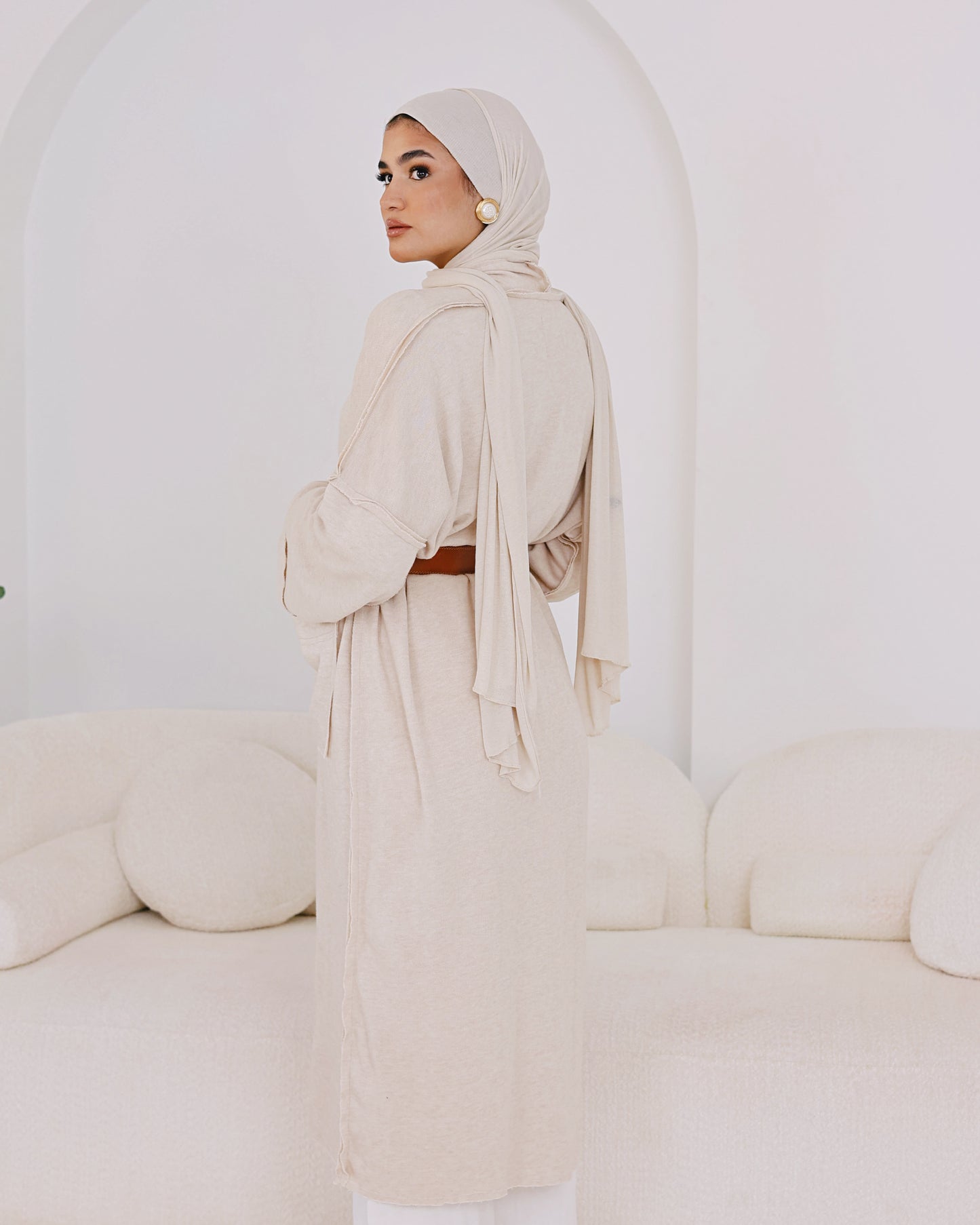 The Comfort long Knit cardigan Beige