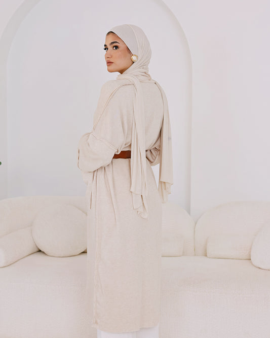 The Comfort long Knit cardigan Beige