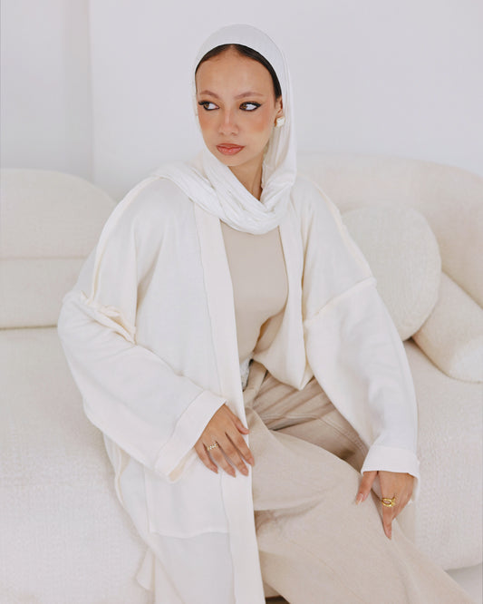 The Comfort long Knit cardigan White