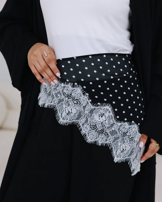 Polka Dots Lace Scarf Black
