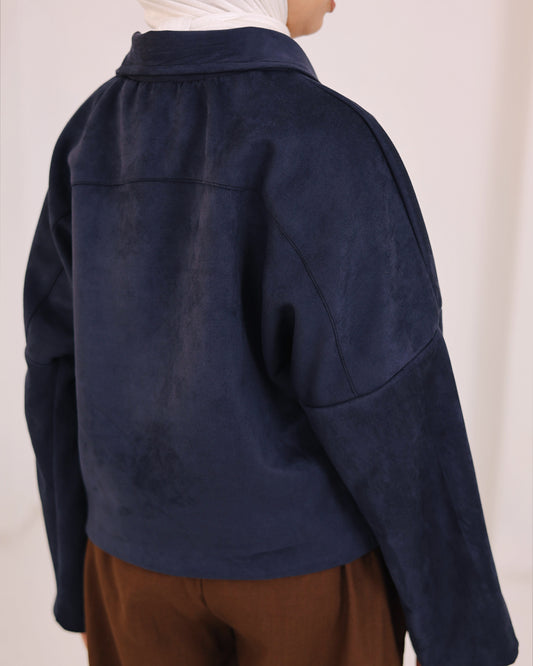 The suede Cropped Jacket Navy